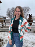 "Follow Your Arrow" Snap Button Down Aztec Jacket - Green