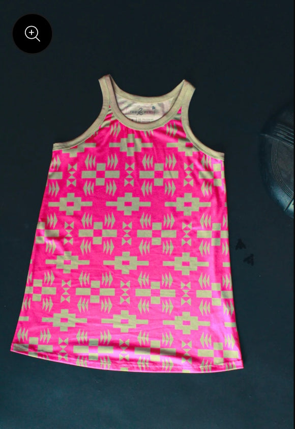 Hot Pink Aztec Symbol Tank Top