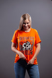 "Howdy Fall" Cow Print Pumpkin Graphic Tee - Orange