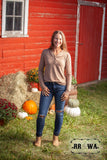 "Hey Good Lookin" Ribbed V-Neck Top - Brown