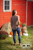 "Hey Good Lookin" Ribbed V-Neck Top - Brown