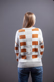 Checked Up Sweater - Caramel, Gray, & White