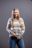 Gray, Cream, & White Stripe Sweater