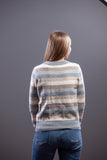 Gray, Cream, & White Stripe Sweater