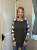 Gray & White Buffalo Plaid Waffle Top