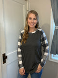 Gray & White Buffalo Plaid Waffle Top