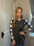 Gray & White Buffalo Plaid Waffle Top