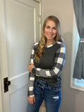 Gray & White Buffalo Plaid Waffle Top