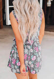 "Islands In The Stream" Gray & Pink Floral Romper