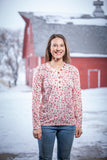 "Wildflower" Floral V-neck Long Sleeve Top - Pink