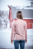 "Wildflower" Floral V-neck Long Sleeve Top - Pink