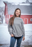 "Here You Come Again" Long Sleeve Henley Top - Gray