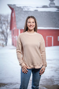 "Here You Come Again" Long Sleeve Henley Top - Apricot