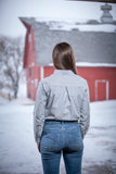 "Tie Our Love" Striped Button Down Top - Gray