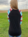 "Cruise" Aztec & Black Long Sleeve Top